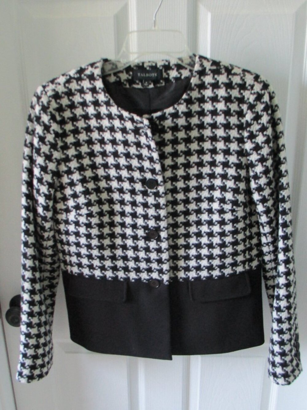 Talbots two toned houndstooth wool blend blazer